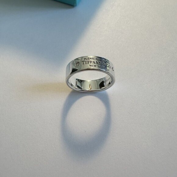 Like New, Authentic Tiffany & Co. Return To Tiffany 2 Diamond Ring Silver Ring - Picture 5 of 5